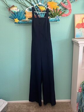 Adelyn Rae Navy Jumpsuit with Front Buttons